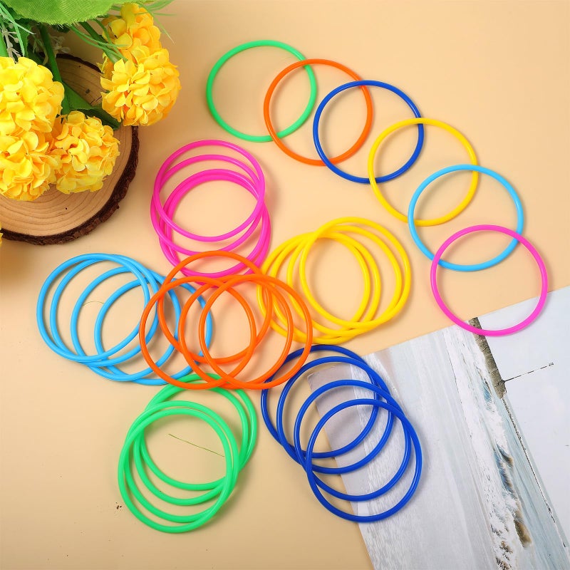 Ajcotahm 30Pcs Jelly Bracelets, 80s Retro Neon Bracelet Colorful Silicone Hair Tie Bracelet Rubber Wristbands for Adult 80s Party Favors (6 Colors) - Image 3